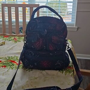 Lug Mini Puddle Jumper Travel Bag Navy Blue Red & White fireworks - gently used